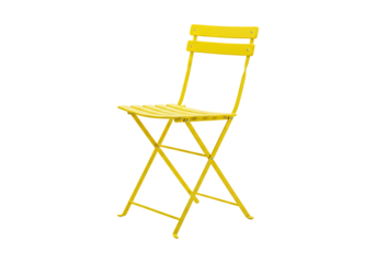 Yellow folding chair isolated on transparent background modern furniture design