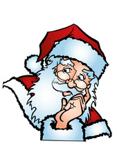 Happy Santa Claus with a big white beard and dressed in red and white