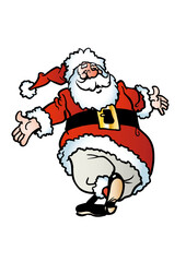 Happy Santa Claus with a big white beard and dressed in red and white