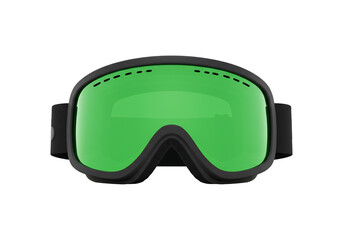 Protective ski goggles with green lenses for winter sports and outdoor activities