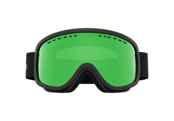 Protective ski goggles with green lenses for winter sports and outdoor activities