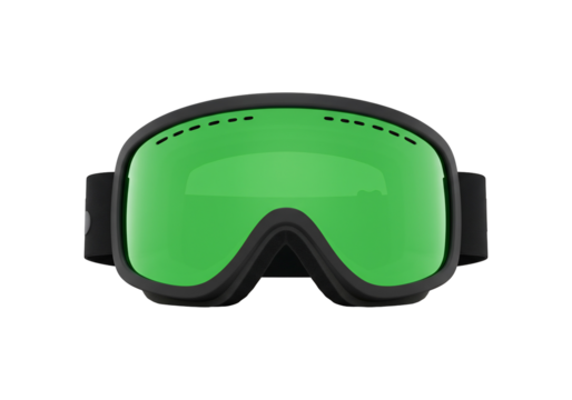 Protective ski goggles with green lenses for winter sports and outdoor activities