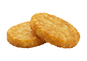 Crispy golden hash browns on transparent background studio shot for food photography