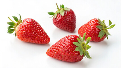 Fresh Some Strawberries isolated in white background Close View