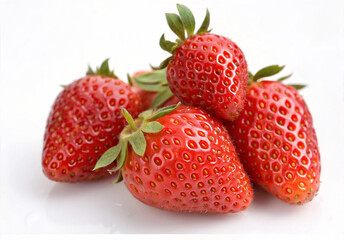 Some Strawberries in white background Close View