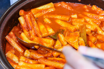 Korean traditional spicy food. Tteokbokki