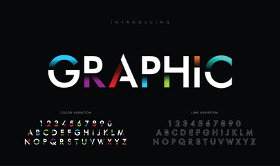Graphic, modern abstract digital alphabet font. minimal technology typography, creative font