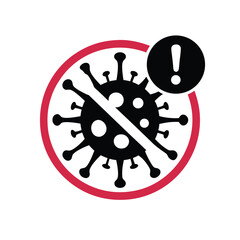 Virus Silhouette with Prohibited Symbol on a White Background
