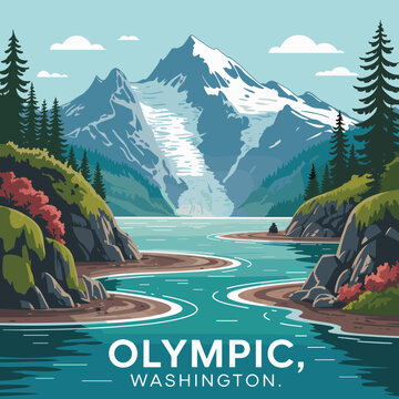 Olympic National Park Coastal Glacier Landscape Poster