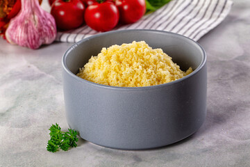 Boiled wheat couscous grain garnish