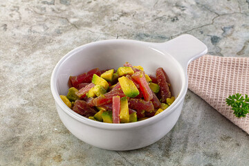 Delicous tuna with avocado salad