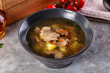 Chicken homemade soup with potato