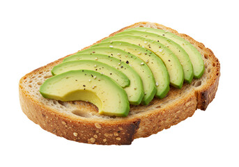 Avocado slices on toast bread overhead food still life