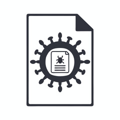 Laptop Displaying with Virus Icon in Flat Monochromatic Style