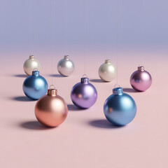 Christmas Tree Branch with Red Ornament and Bokeh Lights
