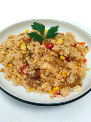 A Plate of Traditional Indonesian Fried Rice Dish