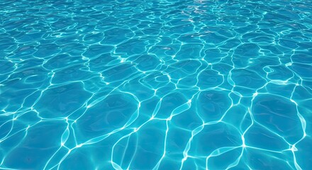 Captivating clean blue pool water surface with brilliant sunlit ripples creating a serene and refreshing summer atmosphere for relaxation and recreation
