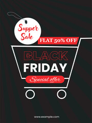 Black Friday Flat Discount Poster Template for Social Media