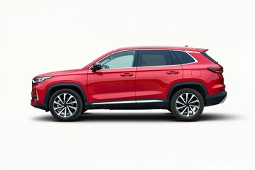 Obraz premium Red SUV car isolated on a white background. Side view