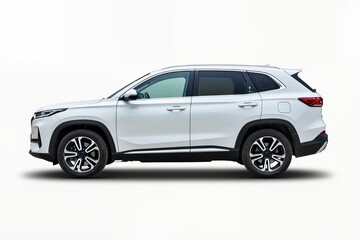 Obraz premium White SUV car isolated on a white background. Side view