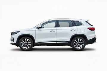 Obraz premium White SUV car isolated on a white background. Side view