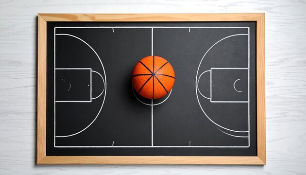 Basketball court on a chalkboard