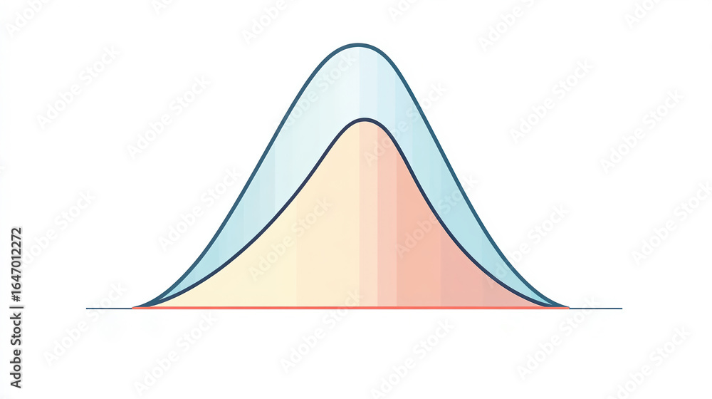 Poster a smooth, symmetrical graph illustrating a bell curve, often representing normal distribution in sta