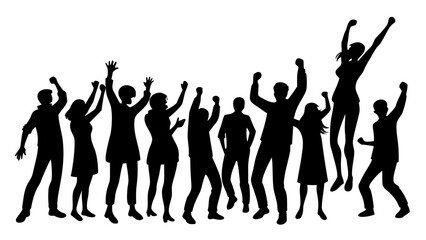 Silhouette of crowd celebrating success and achievement vector illustration concept for graphic design and web