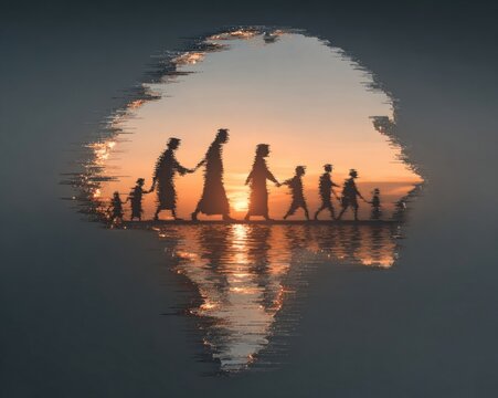 Supporting refugees impacted by war, famine, and social crises for World Humanitarian Day on August 19, concept of global solidarity and human rights