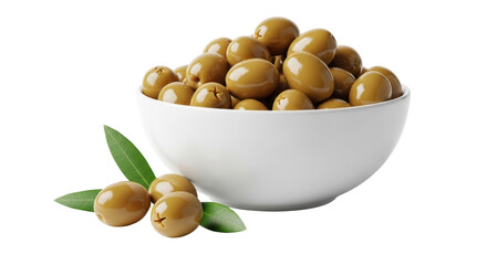 Isolated Green Olives in Bowl