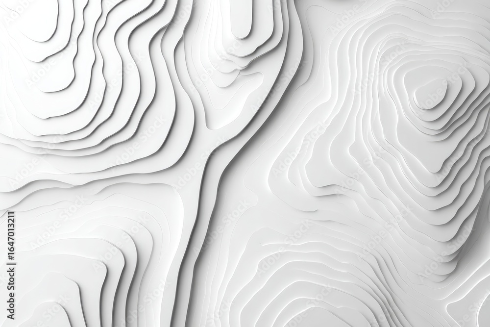 Poster textured layers create dynamic topographic representation in whi