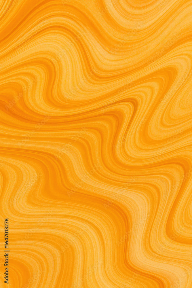 Poster photo of vibrant orange and yellow abstract marbling pattern with smooth, flowing lines creating a d
