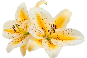 Stargazer lily close-up on white background. Neural network AI generated