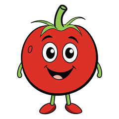 Happy Cartoon Tomato Mascot with Arms Legs and Shoes on a White Background
