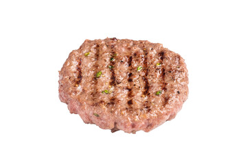 BBQ Grilled burger beef meat cutlet isolated on white background