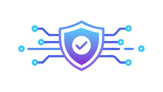 Cyber security shield with check mark for data protection and network security solutions online icon vector