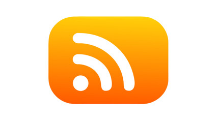 Rss feed icon symbol for podcasting and news updates in orange and yellow gradient square design vector