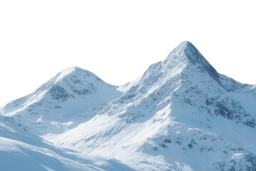 Fototapeta premium Photo of snowcovered mountain peaks with blue sky, isolated on transparent background, showcasing a majestic winter landscape and the beauty of natures alpine scenery