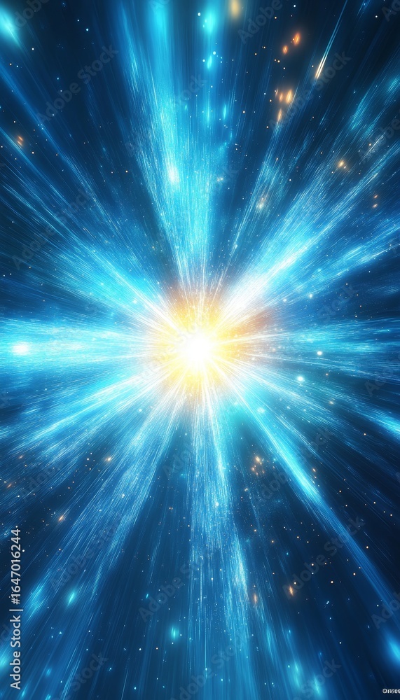 Poster ethereal radiance with dynamic lines bursting from the center creating a mystical effect in art