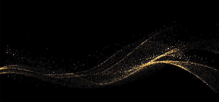 Abstract shiny gold glitter particles design element