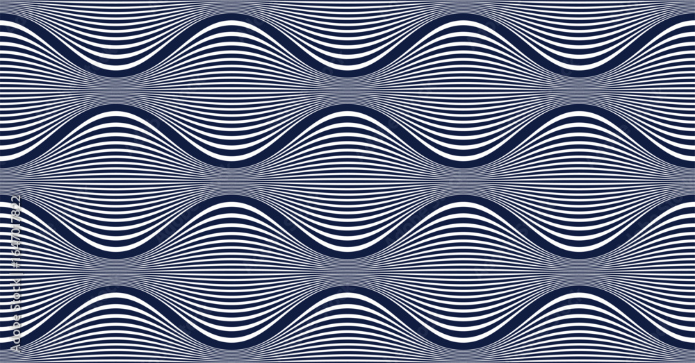 Aufkleber wavy lines linear seamless pattern, water waves repeat abstract background, curve lines runny river 