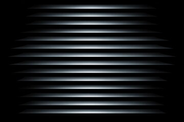 Dark, metallic, stepped,  horizontal louvers