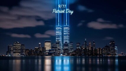 Patriot day reflections a solemn memorial cityscape tribute symbolizing remembrance and resilience in the heart of new york marking 9 11 anniversary