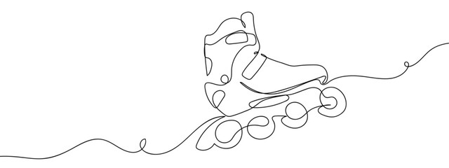 Fototapeta premium Continuous hand drawn line of rollerblades, isolated on transparent background, editable stroke.