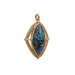 Obraz premium Celestial Night Sky Oval Pendant Gold and Blue Resin Jewelry Charm