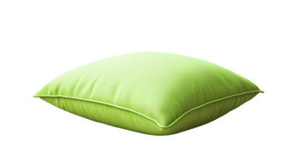 A vibrant green cushion lies on a solid surface, highlighting its cozy texture and inviting appearance