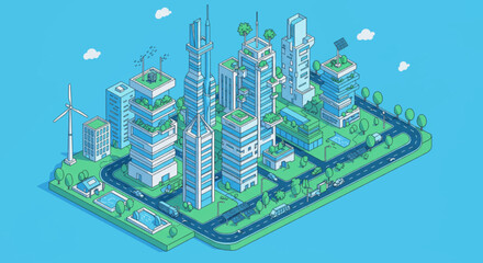 Futuristic Green City with Sustainable Energy