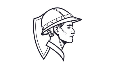 Worker with Safety Helmet
