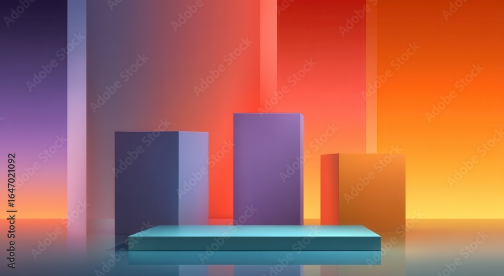 Poster abstract gradient composition with vibrant rectangles and luminous backgrounds