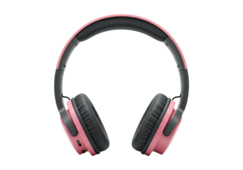 Pink and gray wireless headphones for personal audio entertainment